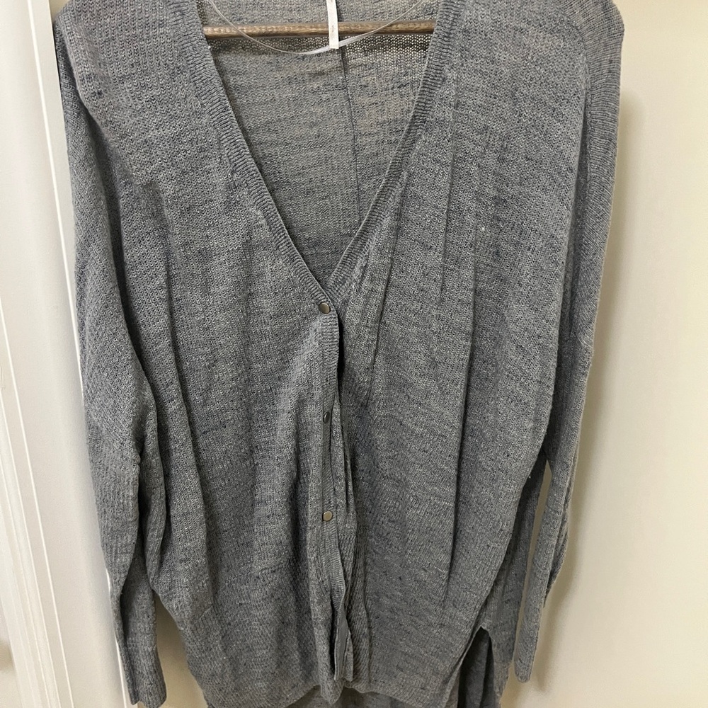 Free People Gray Cardigan Sweater V-Neck Knit